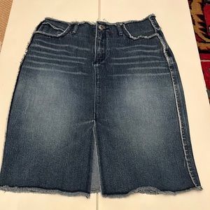 Rave R4R Jeans Denim Skirt Midi Length Skirt with Front Slit